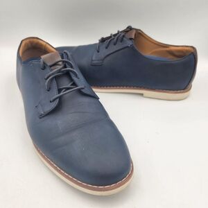 Zara Navy Blue Lace Up Leather Loafer Mens 11 Almond Toe NEW COMFORT INSOLES